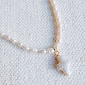 Genuine Freshwater Pearl Cross Necklace | 18k Gold Plated